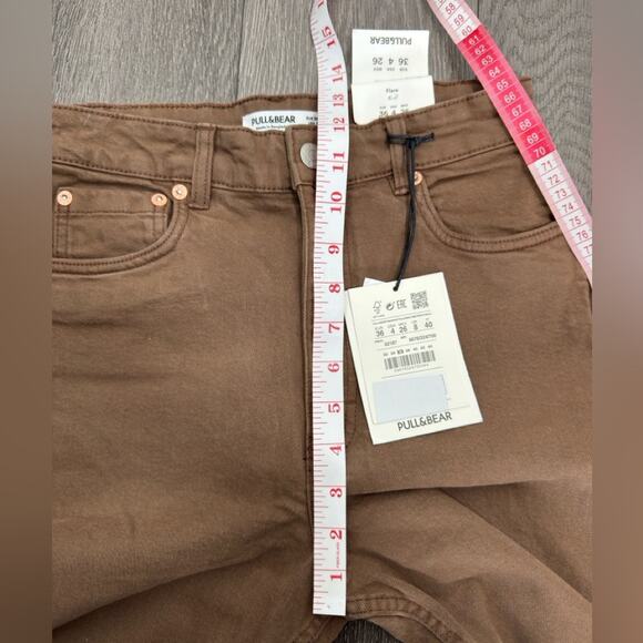 Pull&Bear Brown Flare High Rise Cotton Jeans Size 4 NWT - Picture 7 of 9